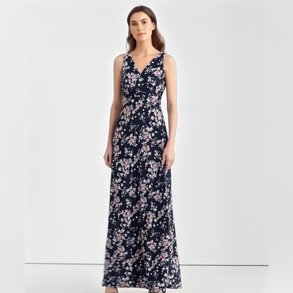 Ralph Lauren Navy Floral Jersey Maxi Dress Size 12